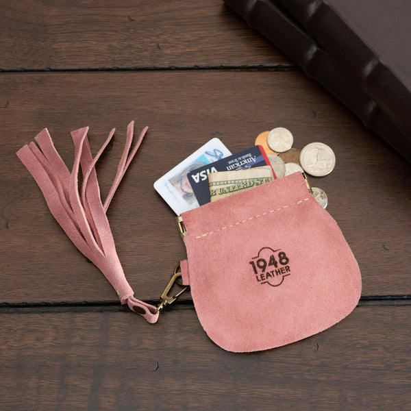 Pink Suede Coin Pouch